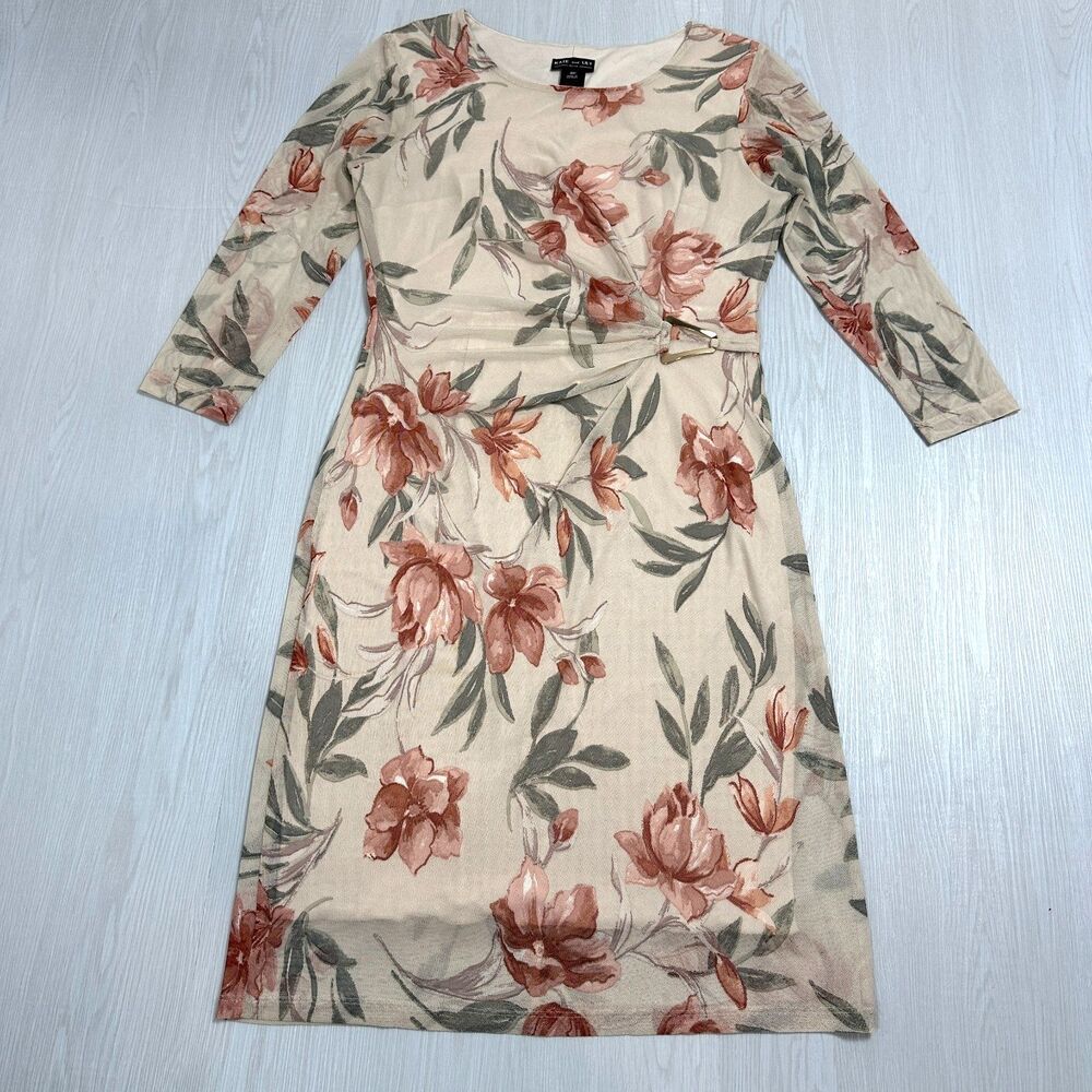 Kate And Lilly Women's 3/4 Sleeveless Stretch Wedding Party Floral Dress Size 4P